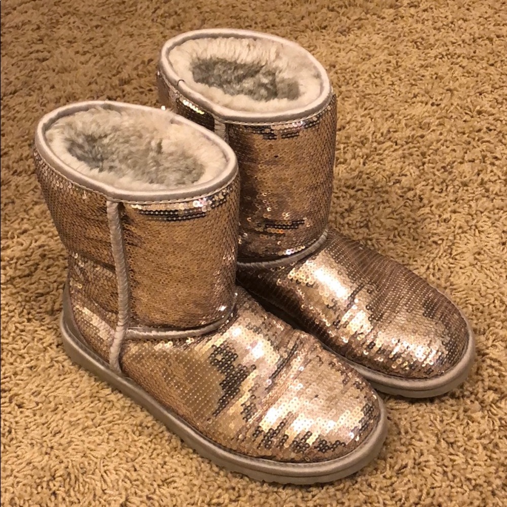 UGG Australia Silver Sequin Short Boots